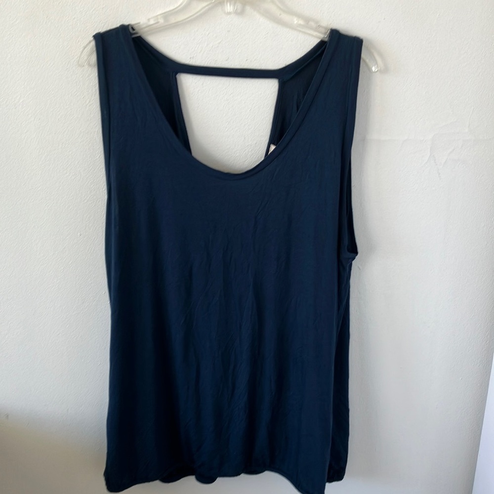 LOFT Sleeveless Elasticized Waist Open Back Knit Top Dark Teal Sz XXL- NWT